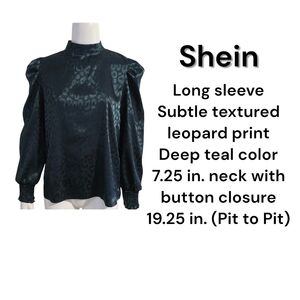 SHEIN Deep Teal Leopard Print Blouse
